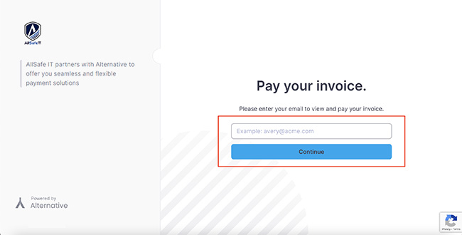 AllSafe IT Payment Portal — screenshot step 1.