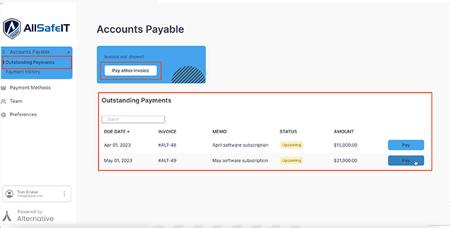 AllSafe IT Payment Portal — screenshot step 2.