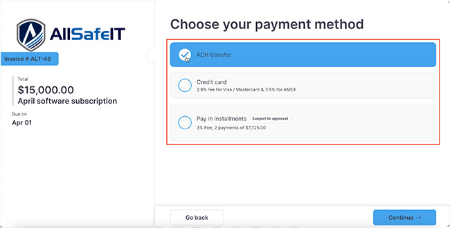 AllSafe IT Payment Portal — screenshot step 4.