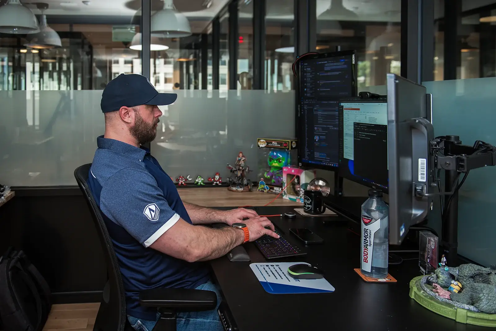IT security specialist monitoring email threats with email security services