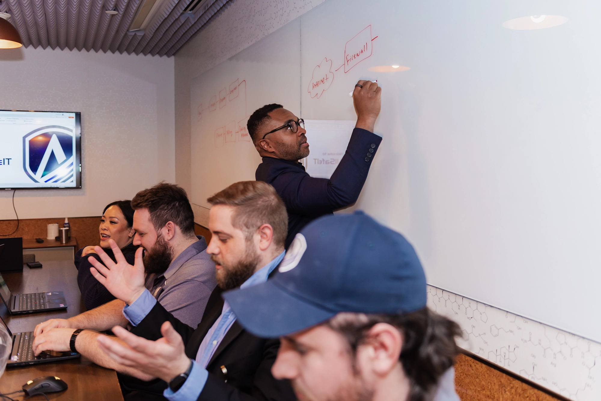 Employees learning cybersecurity best practices during security awareness training